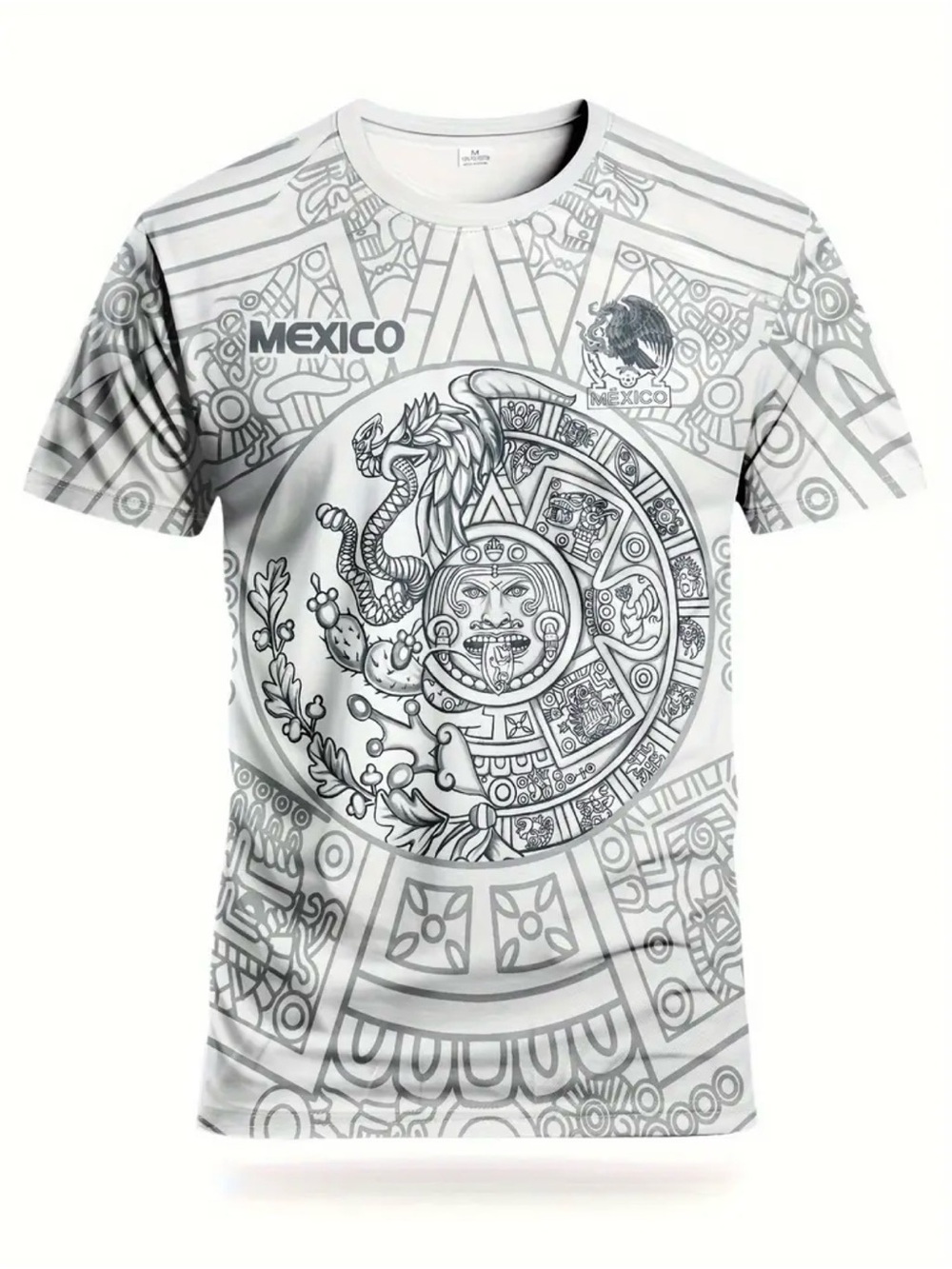 Mexico Aztec Graphic #12 Jersey Tee - White/Gray Unbranded